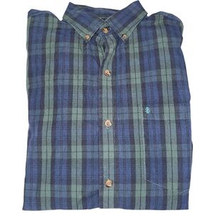 IZOD Men’s Blue and Green Plaid Shirt Size Small